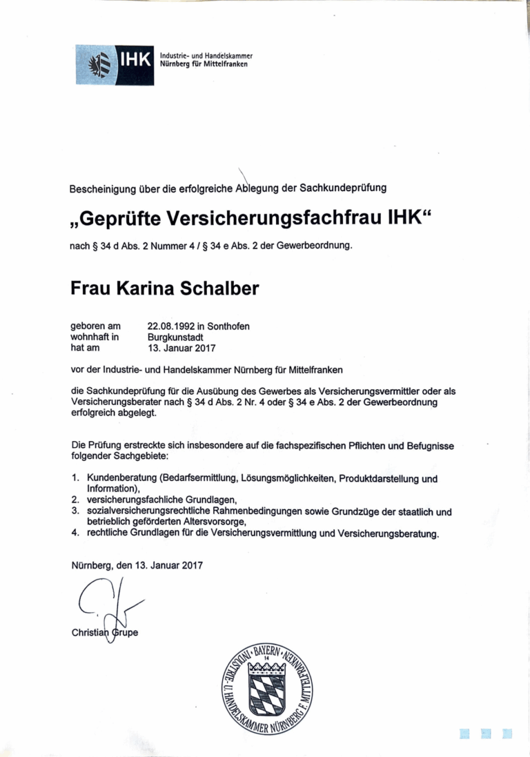 Bescheinigung §34d-1