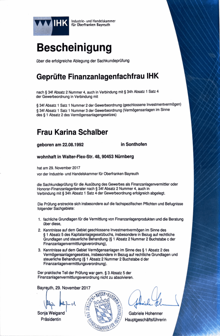 Bescheinigung §34f Abs 1,2,3-2